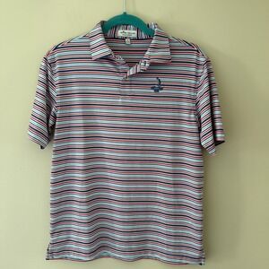 Peter Millar Boys L 11-12 Pinehurst 1895 Summer Comfort Striped Golf Polo Shirt